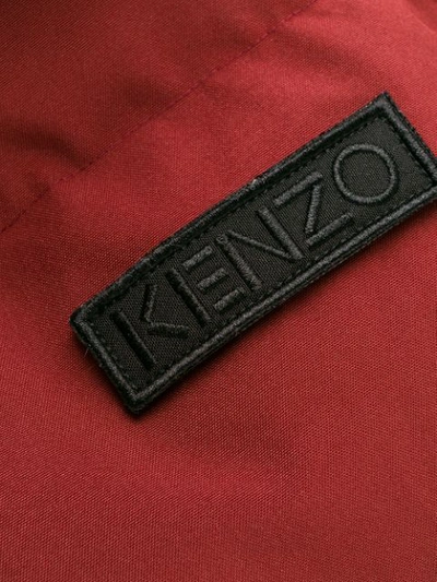 Shop Kenzo Hooded Logo Patch Padded Jacket In Red