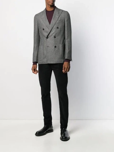 Dell'oglio Houndstooth Check Blazer In Black
