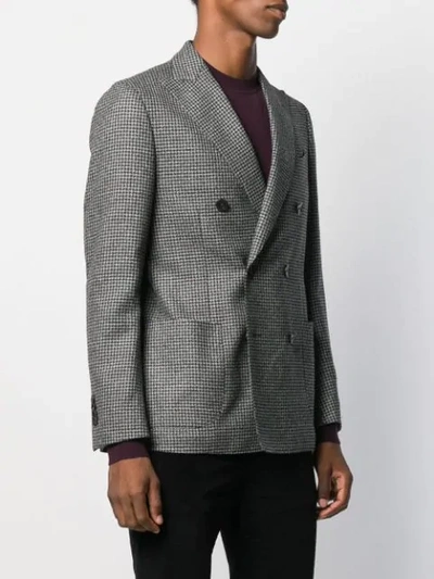 Dell'oglio Houndstooth Check Blazer In Black