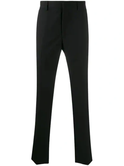 Shop Fendi Logo Patched Details Tailored Trousers In Black