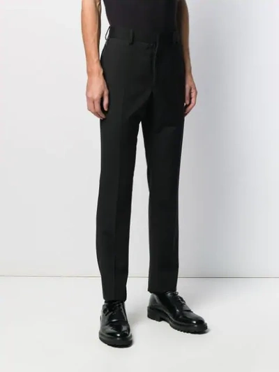 Shop Fendi Logo Patched Details Tailored Trousers In Black