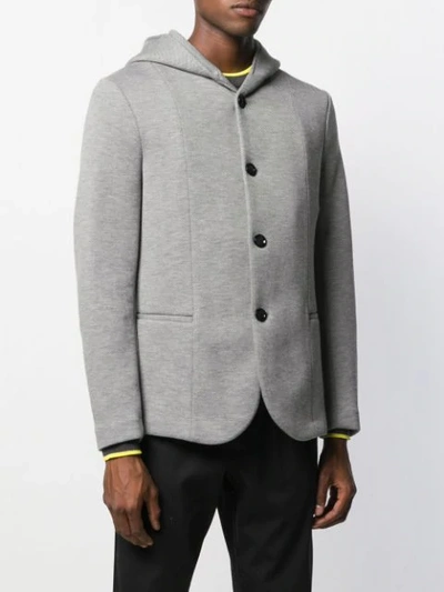 Shop Emporio Armani Hooded Blazer In Grey