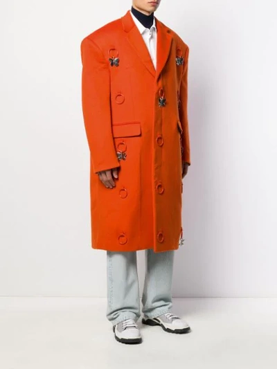 Shop Raf Simons Embellished Oversized Coat In Orange