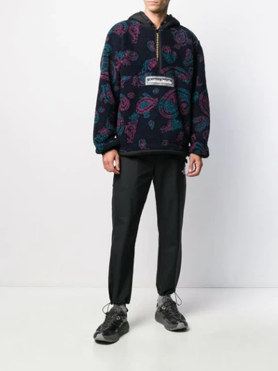 Shop Aries Paisley Patterned Textured Hoodie In Blue