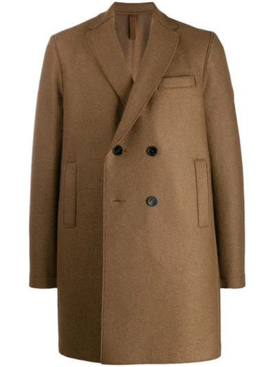 Shop Harris Wharf London Double-breasted Peacoat In Brown