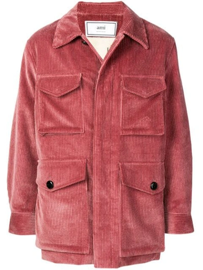 Shop Ami Alexandre Mattiussi Sherpa-lined Safari Jacket In Pink