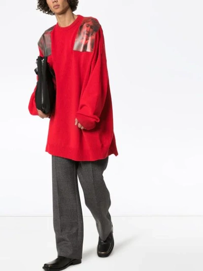 Shop Raf Simons Oversized Photograph-print Jumper In Red