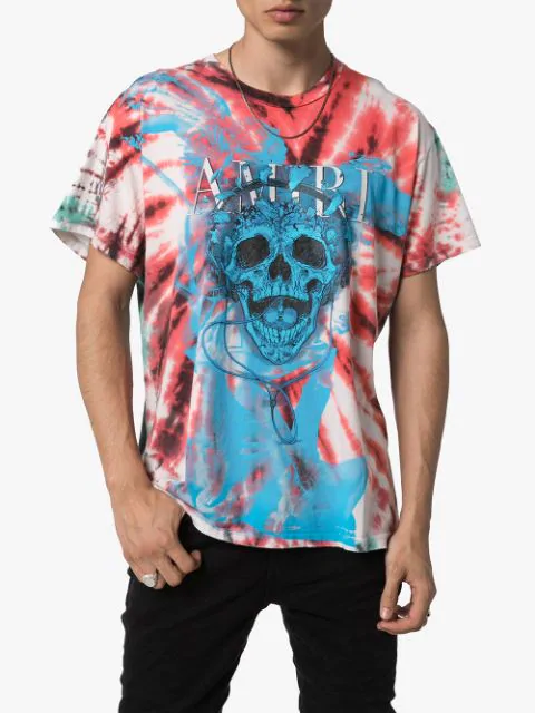 amiri tie dye skull t shirt