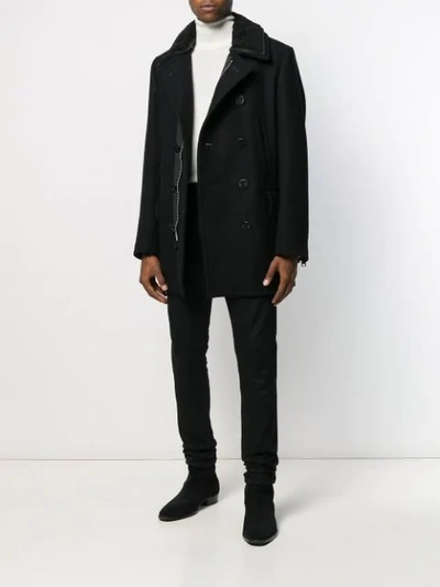 Shop Tom Ford Velvet Collar Double Breasted Coat In Black