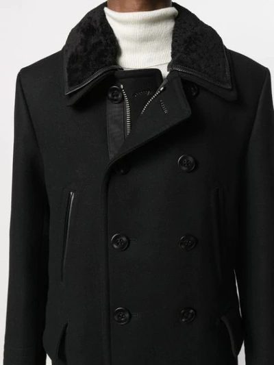 Shop Tom Ford Velvet Collar Double Breasted Coat In Black