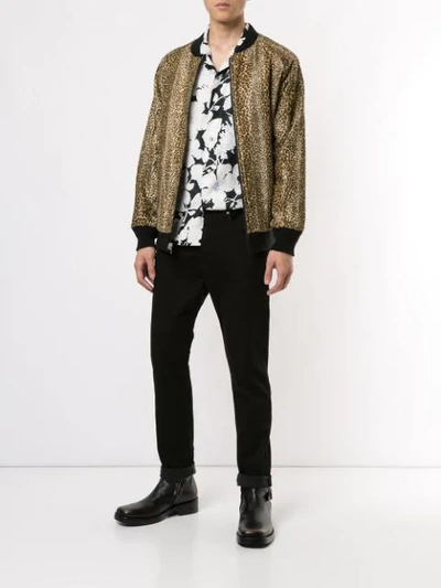 Needles Leopard-print Velour Bomber Jacket In Black