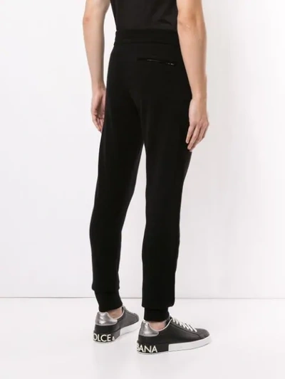 Shop Dolce & Gabbana Cuffed Stripe-detail Track Pants In Black