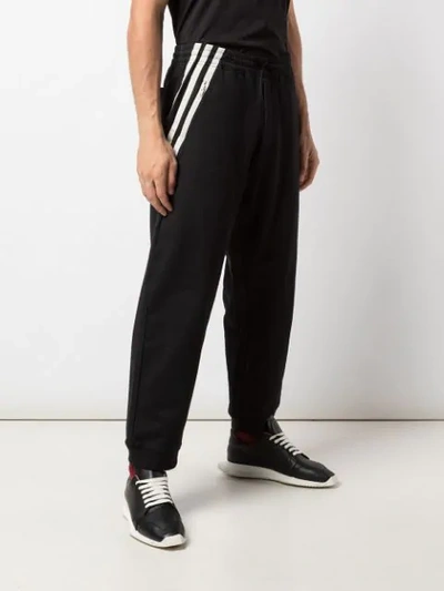 Shop Y-3 Tri-stripe Elasticated Track Pants In Black