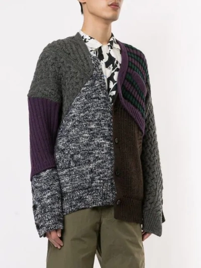 Shop Kolor Knitted Wool Cardigan In Grey
