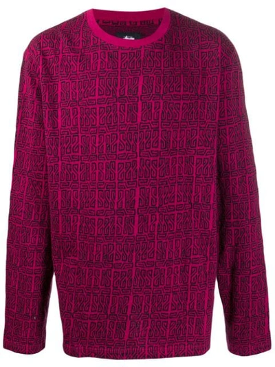 Shop Stussy Intarsia Knit Jumper In Pink