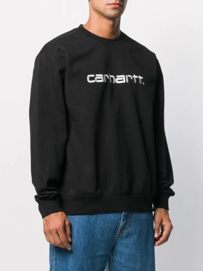 Shop Carhartt Embroidered Logo Sweatshirt In Black