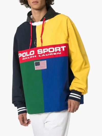 Shop Polo Ralph Lauren Colour-block Hooded Jacket In Blue