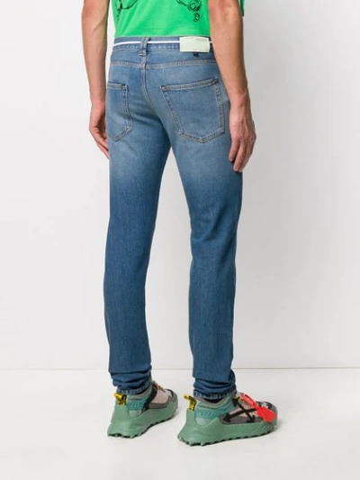 Shop Off-white Cord Belt Slim-fit Jeans In Blue
