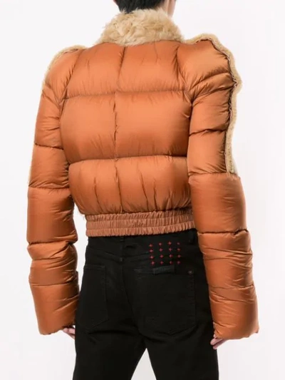 Shop Rick Owens Contrast Texture Padded Jacket In Brown