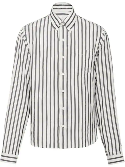 Prada Button Down Striped Shirt In Grey | ModeSens