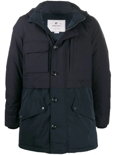 Shop Woolrich Hooded Padded Jacket In Blue