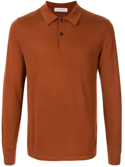 Shop Gieves & Hawkes Knitted Polo Shirt In Brown