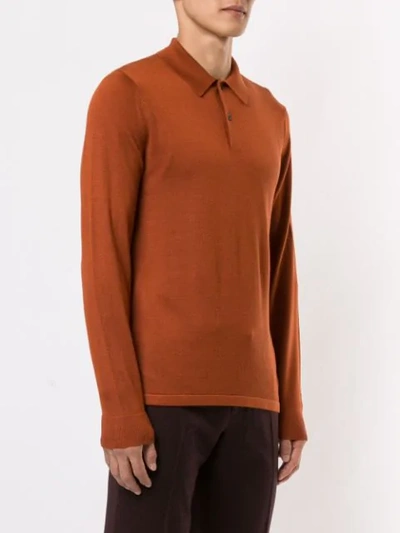 Shop Gieves & Hawkes Knitted Polo Shirt In Brown
