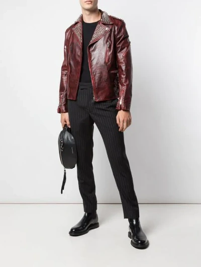 Shop Mjb Marc Jacques Burton Corsten Biker Jacket In Red