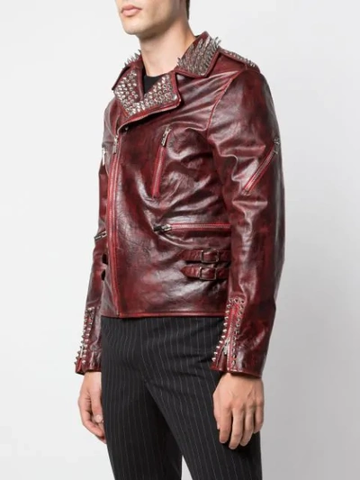 Shop Mjb Marc Jacques Burton Corsten Biker Jacket In Red