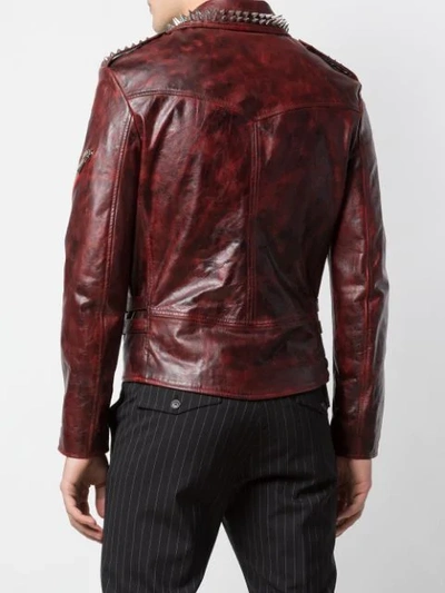 Shop Mjb Marc Jacques Burton Corsten Biker Jacket In Red