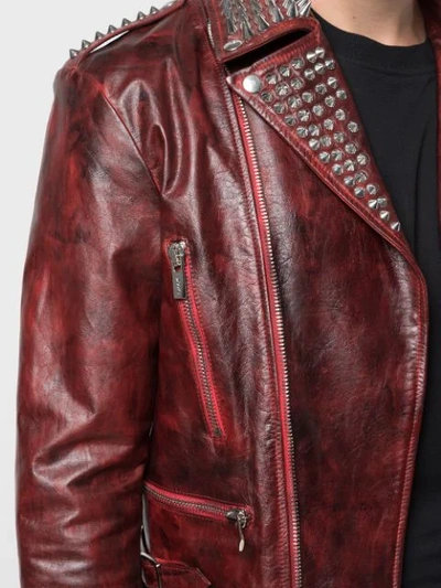 Shop Mjb Marc Jacques Burton Corsten Biker Jacket In Red