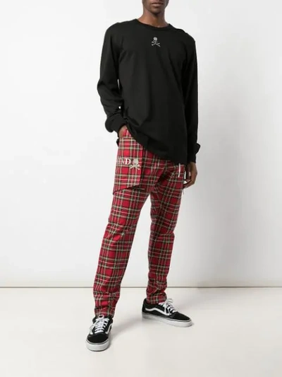 Shop Mastermind Japan Tartan Drop-crotch Trousers In Red