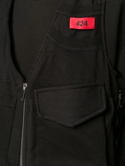 Shop 424 Logo Patch Zipped Waistcoat Jacket In Black