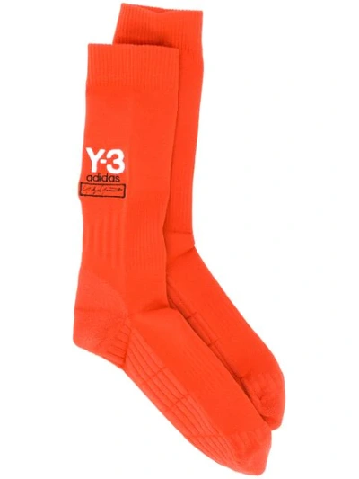 Shop Y-3 X Adidas Embroidered Logo Socks In Yohred