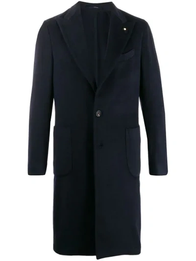 Shop Lardini Single Breasted Coat In Blue