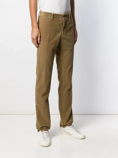 Shop Incotex Corduroy Straight Trousers In Neutrals