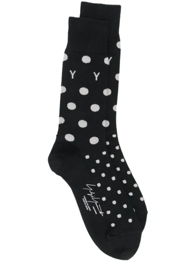 Shop Yohji Yamamoto Polka Dot Socks In Black