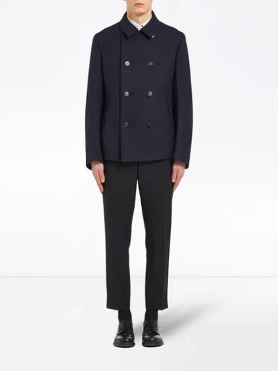 Shop Prada Double Cloth Jacket In Blue