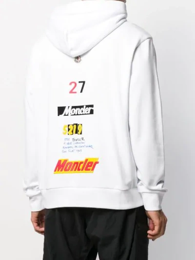 Shop Moncler Printed Logo Hoodie In 001 White