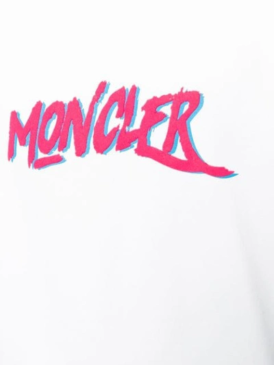 Shop Moncler Printed Logo Hoodie In 001 White