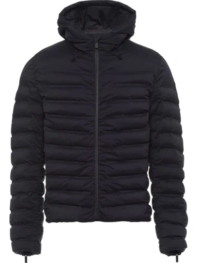 Shop Prada Linea Rossa Hooded Puffer Jacket In Black