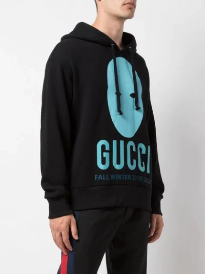 Shop Gucci Manifesto Printed Hoodie In Black