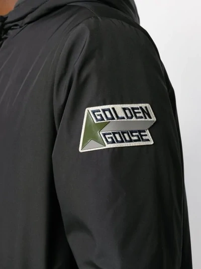 Shop Golden Goose Logo-patch Hooded Jacket In Black