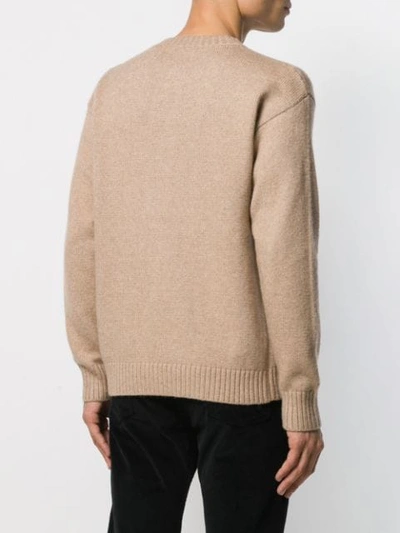 Shop Laneus Crew-neck Knit Jumper In Neutrals