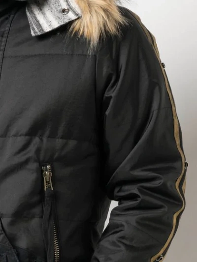 Shop Greg Lauren Padded Parka Coat In Black