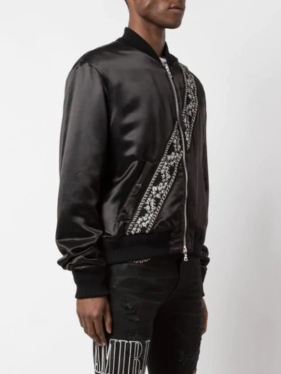 Shop Amiri Contrast Stripe Bomber Jacket In Black