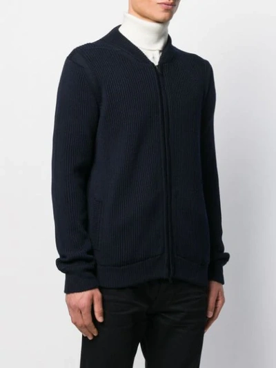 Shop Roberto Collina Ribbed Zip-up Cardigan In Blue