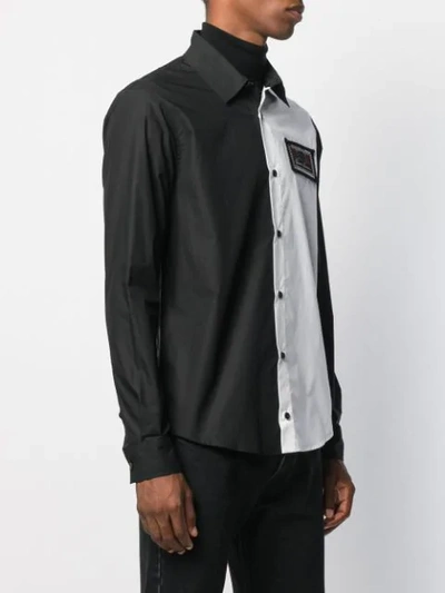 Shop Versus Two Tone Long Sleeve Shirt In Black