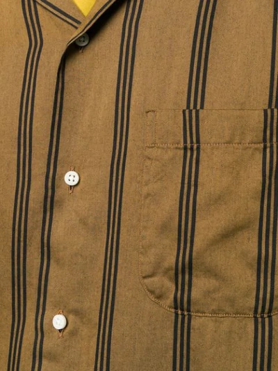 Shop Gitman Vintage Regimental Satin Stripe Camp Shirt In Brown