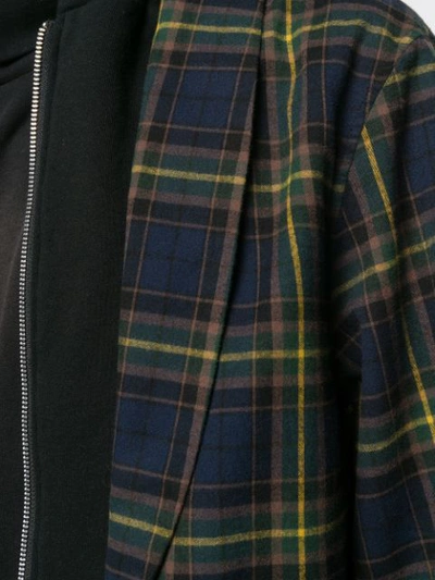 Shop Undercover Checked Hooded Coat In Green